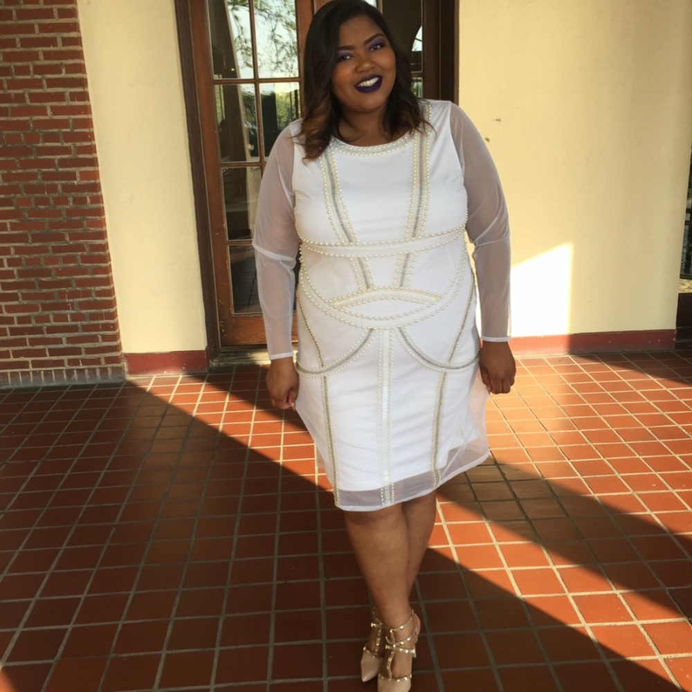 White Pearl and Rhinestone Dress